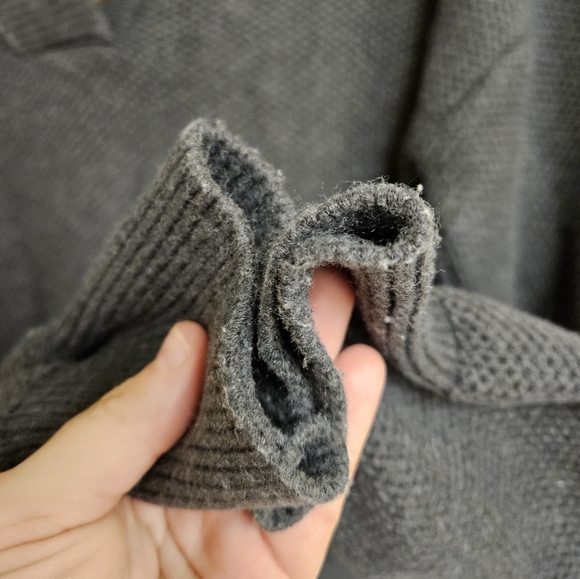 Lunya Cotton Silk Blend Henley Pullover Sweater Restful Grey Heather Oversized M - Picture 11 of 12